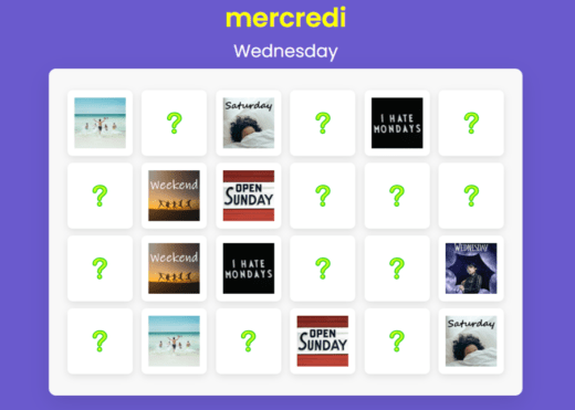 French for Beginners – Memory Game – Days of the Week & 4 Seasons